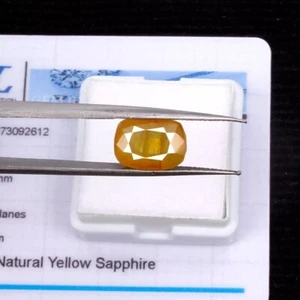 Piedra preciosa de corte cojín de zafiro amarillo de Ceilán natural sin tratar de 6,50 quilates certificada - Imagen 1 de 4