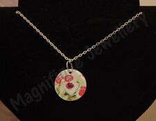 Handmade Flower Pattern Disc Necklace. FREE P&P