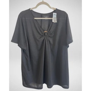 NWT Lane Bryant Black Short sleeve Top Women's Size 22/24 - Picture 1 of 3