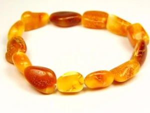 Baltic Amber Bracelet 6.7" Multicolor Stretch Elastic Natural Stone 6462 - Picture 1 of 6