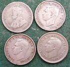 Australia King George V/Vi Six Pence 1916 1942 1943 1951 Silver Coins