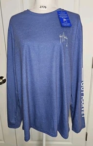 NWT Guy Harvey Men's Blue Long Sleeve Performance Shirt Size LARGE L  - Picture 1 of 10