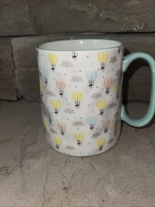 10 STRAWBERRY STREET White Pink Blue Yellow Hot Air Balloons Mug NWT - Picture 1 of 6