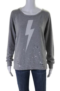 Chaser Womens Gray Graphic Print Crew Neck Long Sleeve Sweatshirt Size M - Picture 1 of 11