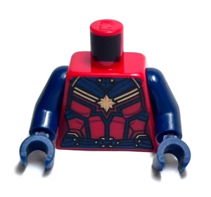 Lego - Minifigur Torso - Captain Marvel - rot / blau - weiblich - Rüstung - Bild 1 von 2