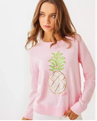 Suéter LILLY PULITZER Tensley Rosa Jaspeado Musa Piña M Nuevo con Etiquetas (Al Por Menor $158) Foto 1 de 4