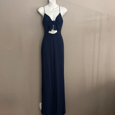 Jay Godfrey темно-синий широкая нога ключ отверстие бант детали комбинезон размер 4 богемное шик осени - Изображение 1 из 4