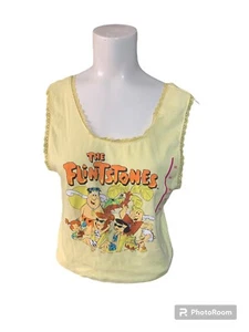 Juniors Mellow Yellow Sleeveless Crop Top Shirt The Flintstones Family Size XXL - Picture 1 of 14
