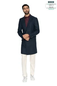 $1400 EIDOS by ISAIA NAPOLI Blue Navy Overcoat Coat Wool / Cashmere 38 US 48 EU - Picture 1 of 7