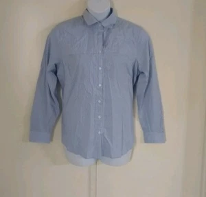 Ava & Viv Women's Long Sleeve Button-Down Collared Striped Blue/White Top 1X - Picture 1 of 12
