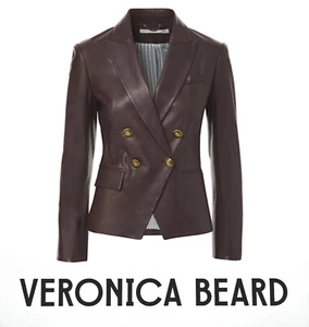 Talla 12 NUEVO CON ETIQUETAS VERONICA BEARD Chaqueta Dickey CUERO GAIL Oxblood Mujer Borgoña Rojo - Imagen 1 de 14