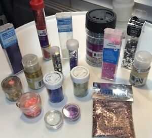 Lot of 17Multi-Color different glitters, some used, some unopened, premium grade