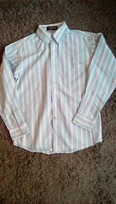 Chicos Claiborne Rosa y Azul Rayas Botón Abajo Camisa Manga Larga Talla 10/12 Foto 1 de 3