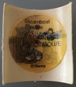 VINTAGE Disney Steamboat Willie Sticker Decal Button Mickey Mouse 1980s RARE! - Picture 1 of 2