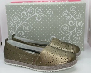 Boulevard Mujer Cuero Bronce Recortado Zapatos Anchos Reino Unido 6 Eur 39 Nuevos en Caja - Imagen 1 de 2
