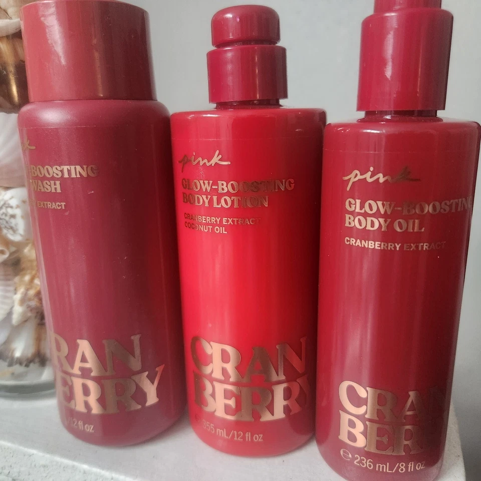 VICTORIA'S SECRET PINK CRANBERRY GLOW BOOSTING BODY LOTION, BODY OIL, BODY WASH  - Image 1 of 4