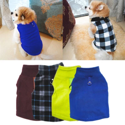 Dog Grating Vests Puppy Fleece Solid Color Cute Warm Pet Clothes Fashion  AU - Image 1 of 4