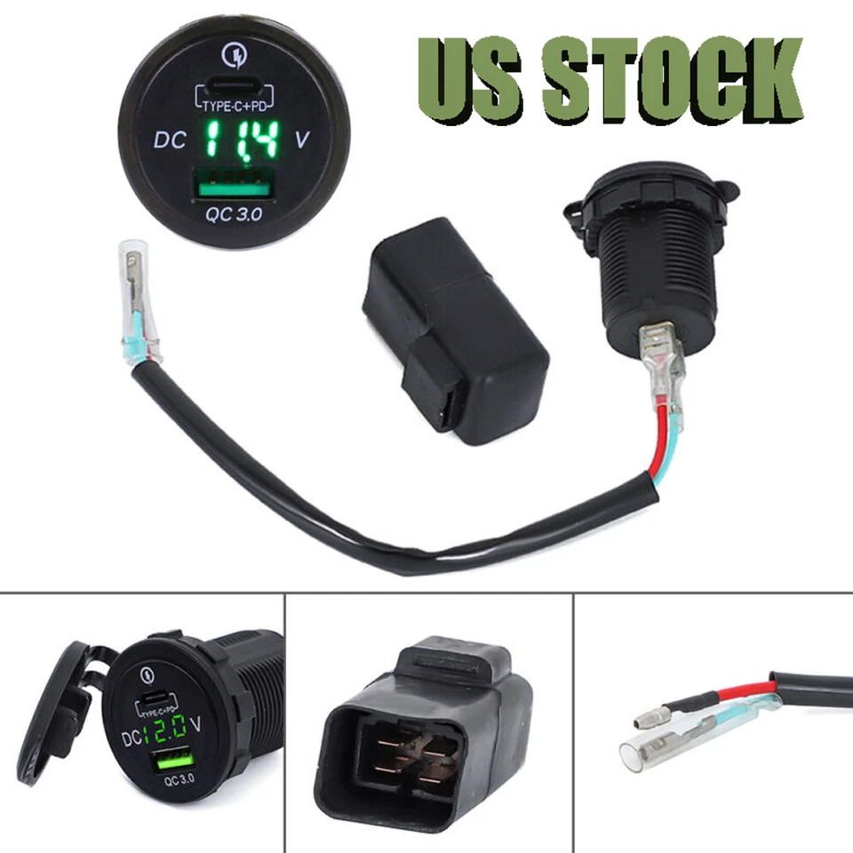 Cargador USB para Kawasaki Versys650 1000 VersysX300 Ninja400 650 TIPO-C QC3.0 EE. UU. Foto 1 de 4