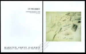 Cy Twombly 1988 sin título Bolsena arte Colonia galería anuncio impreso vintage - Imagen 1 de 1