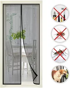 Kit Rideau Moustiquaire de porte Fermeture magnétique 100x210cm Anti moustiques - Foto 1 di 9