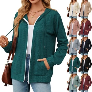 Women's Hoodies Teen Girls Fall Jacket Oversized Sweatshirts Casual Zip Up Coat - Picture 1 of 51