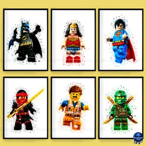 Impresiones artísticas estilo salpicaduras acuarela niños Lego Chracters - A5-A4-A3 - Imagen 1 de 7
