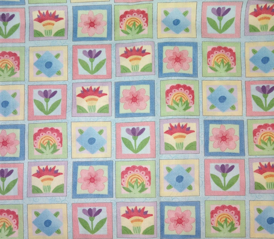 Impresiones Wilmington ~ Flores "Un poco caprichosas" en cuadrados ~ Tela de algodón 36"x44" Foto 1 de 4