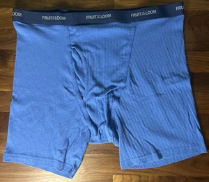 Vtg 90’s Fruit of the Loom Ribbed Briefs 1 Pair Sz 3XL Blue Boxer Spell Out Blue - Picture 1 of 5