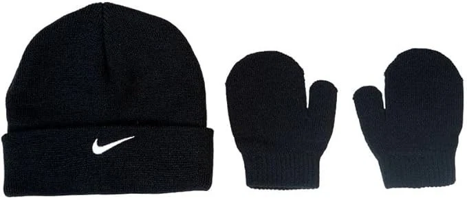 Nike Beanie Nike Toddler Baby Beanie and Mittens 2 Piece Set 2T - 4T Obsidian