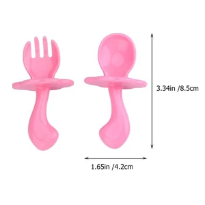 4 Set Baby Eating Training Spoon Fork Newborn Spork - Picture 1 of 11