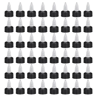 48 Pack Twist Top Cap 24/410 Black Dispensing Squeeze Bottle Replacement Caps - Image 1 of 4