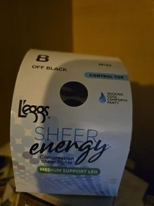 L'eggs Leggs Compression Sheer Energy Tights Medium Support Size B Off Black - Picture 1 of 4