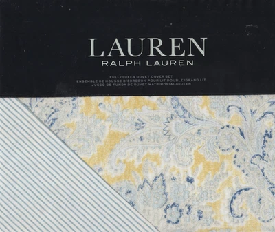 Ralph Lauren Queen/Full Duvet Cover Set Marisa Blue Yellow 3pc Farmhouse Cottage - Image 1 of 4