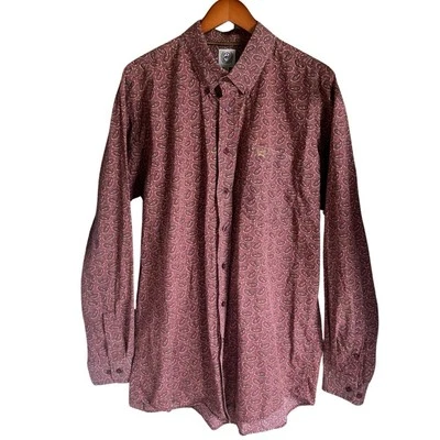 Camisa Occidental CINCH Para Hombres Roja Paisley Botón Frontal Manga Larga Logo Talla XL Logo Foto 1 de 4