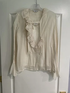 Top blusa Givenchy avorio con volant passerella manica lunga taglia med - Foto 1 di 18
