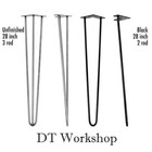 Hairpin Table Legs Set of 4 - Size 4" - 40" Industrial Retro Style Colour Range 