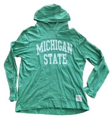 Camisa Michigan State Spartans Para Hombre Mediana Verde Con Capucha Manga Larga Foto 1 de 3