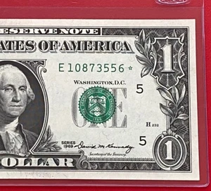 1969  STAR  NOTE $1 DOLLAR BILL ( RICHMOND E ) UNCIRCULATED - Picture 1 of 3