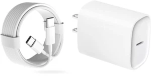 Lot de 2 Chargeur Téléphone 16 15 Pro Charge Rapide, Chargeur USB C 20W avec Câble 6ft - Photo 1 sur 10