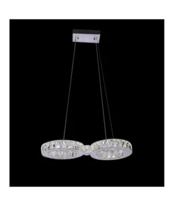 Lampadario cristallo doppio cerchio simbolo infinito 60w lampada moderno led - Foto 1 di 1