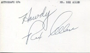 Rex Allen Cowboy Western Star Charlotte's Web Narrator Signed Autograph - Picture 1 of 1