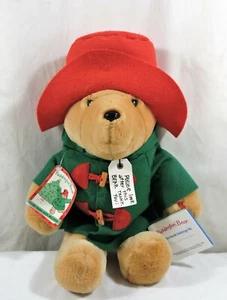 Paddington Bär 18 Zoll 1996 Holiday Fun Stofftier Plüsch mit grünem Filzmantel & Hut - Bild 1 von 11