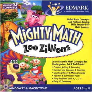 Mighty Math Zoo Zillions V1.0 Windows Mac 1996 Jewel Case & Game Disc Near Mint! - Bild 1 von 1
