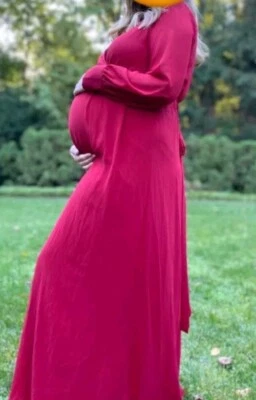 RICARICA Maternity Pink Long Sleeve Maxi Dress /Size S #C - Image 1 of 4
