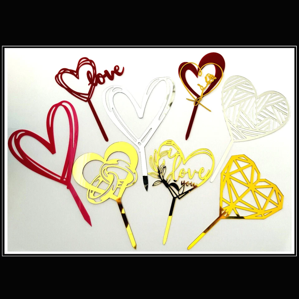 Acryl Cake Topper Herz Stecker Liebe als Tortendeko Kuchendeko Valentinstag Deko - Bild 1 von 1