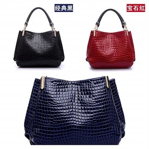 Women Lady Designer Style Fashion Leather Handbag Crocodile Pattern Shoulder Bag - Picture 1 of 14