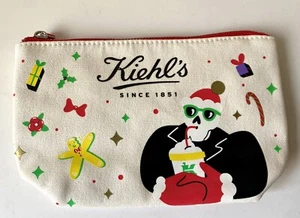 Kiehl’s Cosmetic Pouch Christmas Edition Canvas White Background Matt New old.. - Picture 1 of 6