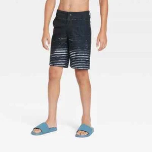 Boys' Striped Hybrid Swim Trunks - art class Black & Blue - Picture 1 of 4