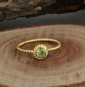 Birthday Gift For Her Natural Peridot Stackable Twisted Rope Ring 925 Silver - Picture 1 of 5