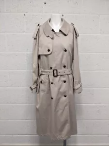 Nuage Double Breasted Mac Trench Coat Beige Grey Check Lining - Size 16 - Picture 1 of 8